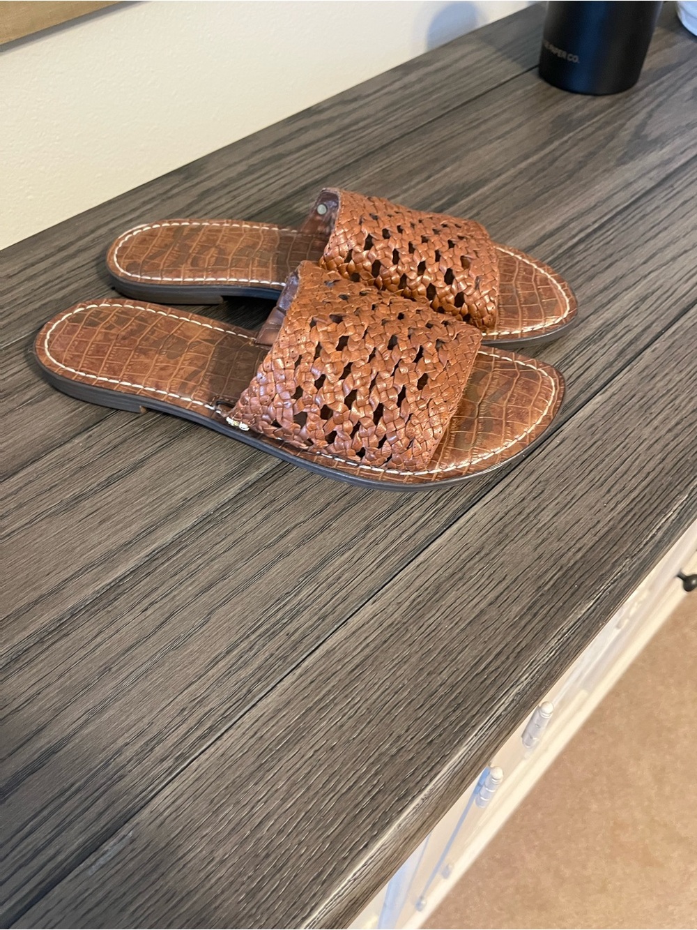 Sam Edelman Genovia, Brown woven leather. W 9.5
